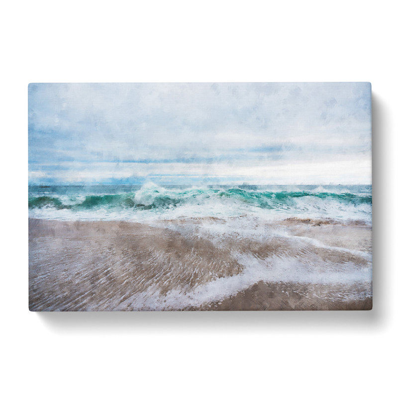 Beach In Santa Cruz California Painting - Wrapped Canvas, 60cm H x 91cm W x 3cm D