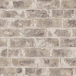 Papier peint brique taupe Warrick