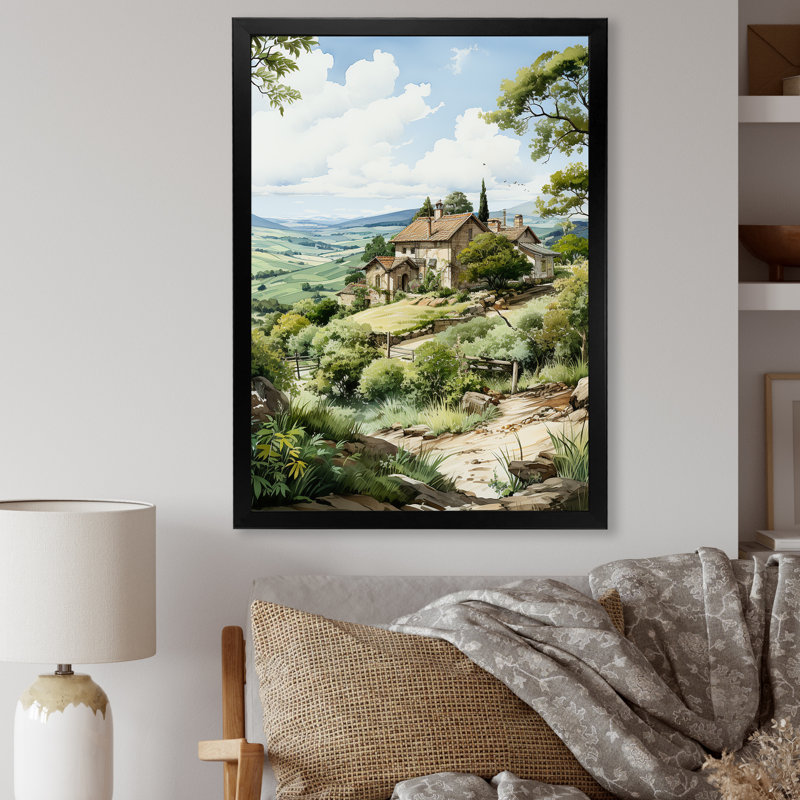Vineyard Scenery Beauty - Vineyard Wall Art Living Room, Encadrement doré, H 40 po x l 30 po