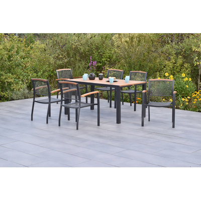 Tilos 6 - Person Solid Wood Patio Dining Set Rectangular Table