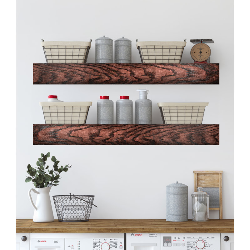 Emerald Lee 2 Piece Oak Floating Shelf, 6" H x 31" W x 8" D