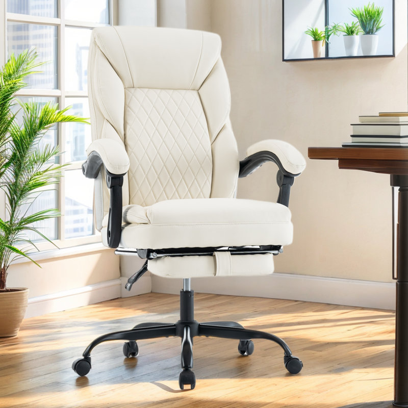 Fauteuil de direction ergonomique 22 po à large siège, Ivoire ivoire