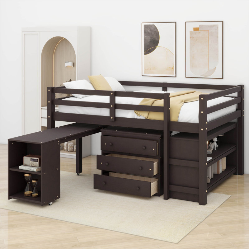 Joquan Kids Full Loft Bed, Espresso