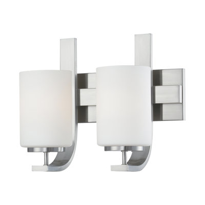 Éclairage pour meuble-lavabo à 2 lumières de 13 po de largeur Pendenza - nickel brossé