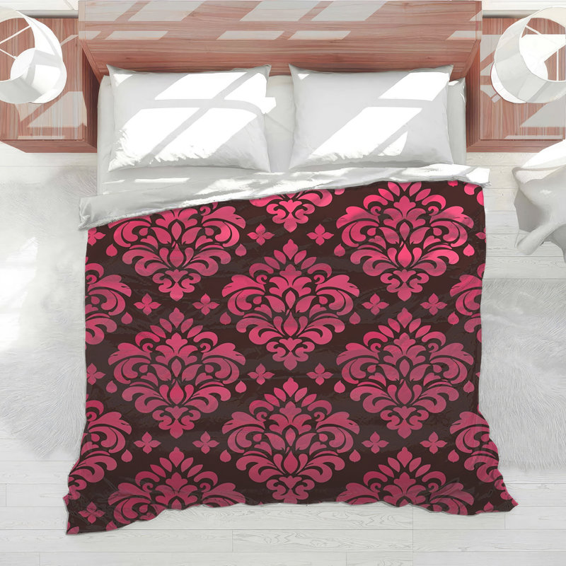 Édredon rose à motif damassé, Twin Extra Long