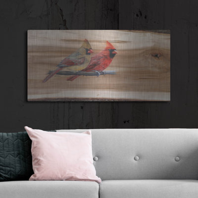  «Cardinal pair for life» par Jim Brune, art mural en métal, 48 po x 24 po