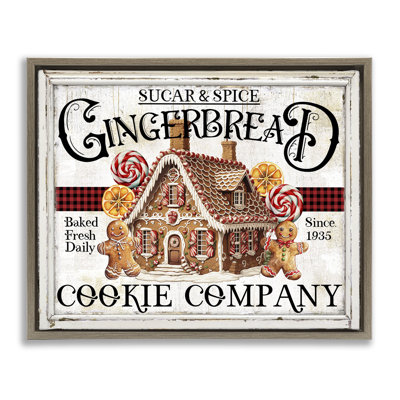 Gingerbread Vintage Sign Canvas Wall Art by Creatif Belle