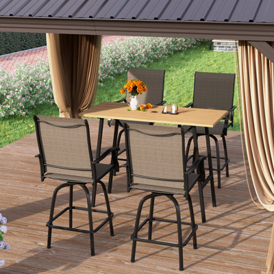 Alyne 4 - Person Metal Patio Dining Set with Rectangular Table