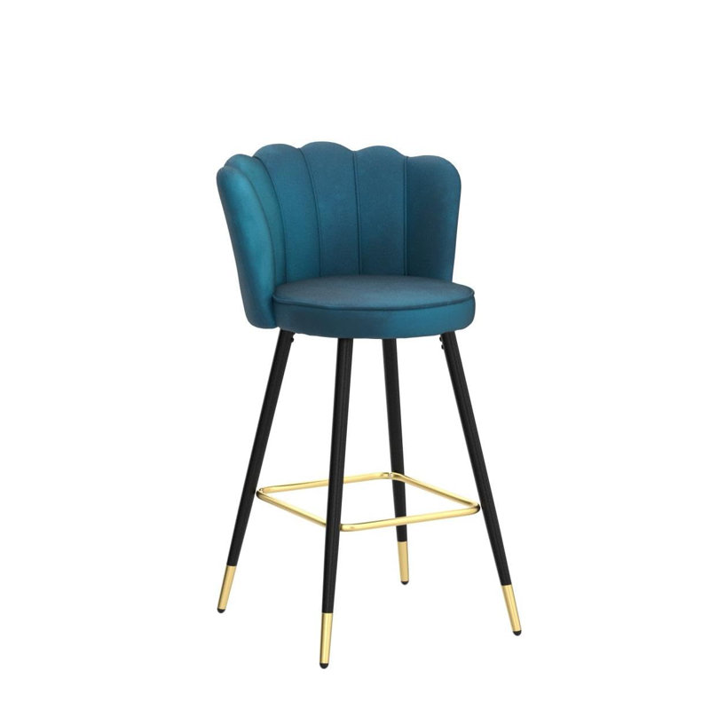 Bowdoin Upholstered Counter Stool with Metal Frame, Green