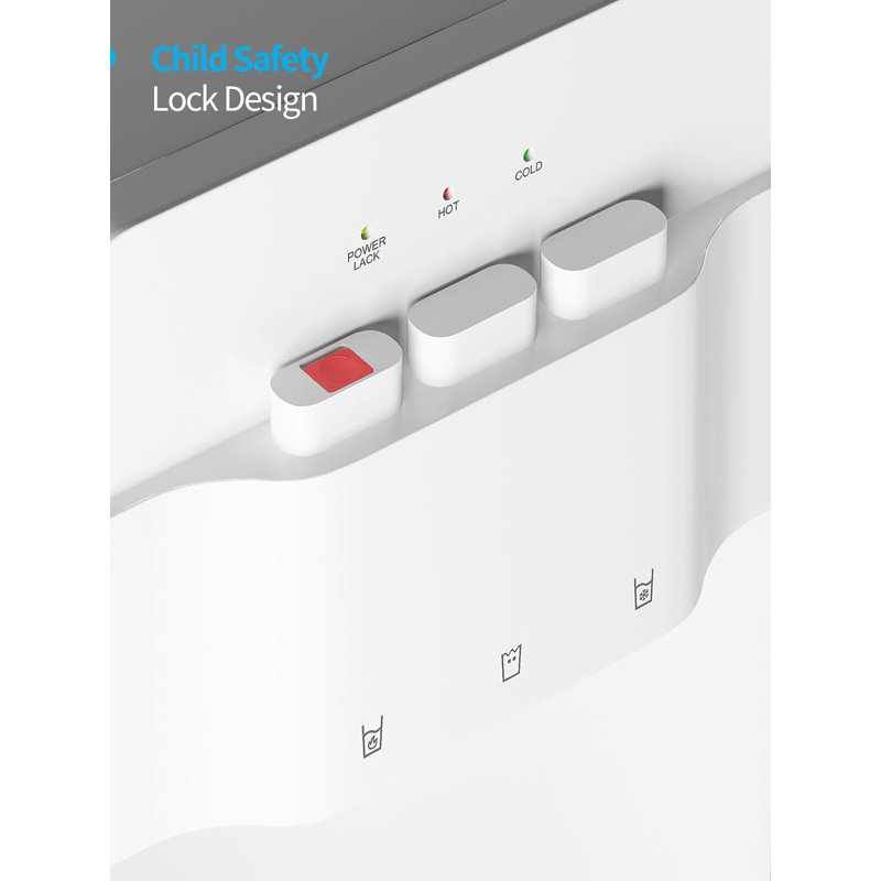 White 41'' Bottom Loading Water Dispenser with Hot and Cold Settings