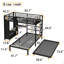 Lit superposé simple au-dessus de simple avec garde-robe intégré, lit superposé en métal avec lit gigogne, bureau pliable, échelles, conception à réduction de bruit-504729727