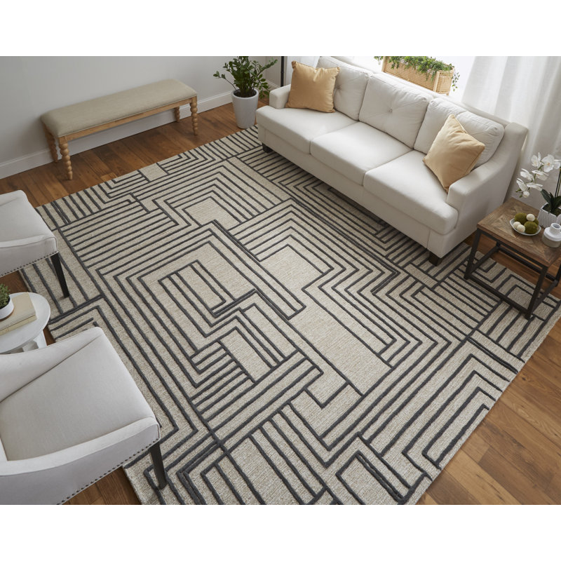 Gansett Modern Geometric, Tan/Brown Area Rug, Rectangle 5' x 8'