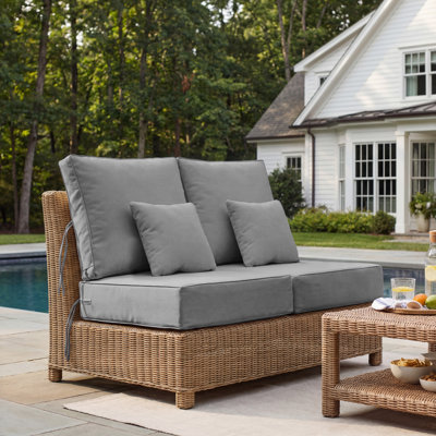 Coussins de chaise d'extérieur 24 x 24 x 6 pouces, ensemble de 2 coussins de remplacement pour l'extérieur, coussins de dossier et de siège pour meubles d'extérieur, coussins de chaise de patio résistants aux intempéries avec housse et sangles amovibles, gris
