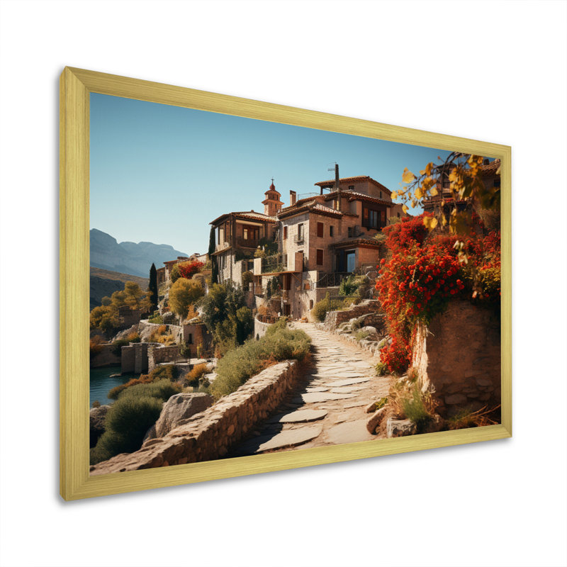Espagne, village rustique d'Andalousie - reproduction, Cadre doré à une seule photo, H 24 po x l 32 po x P 1 po