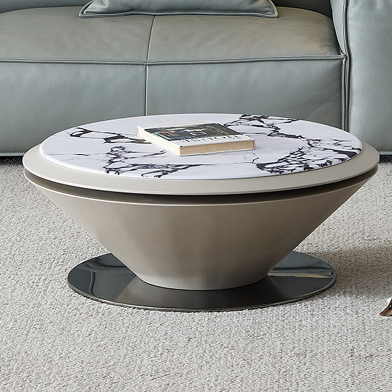 Table de bout avec plaque de roche et soucoupe rotative