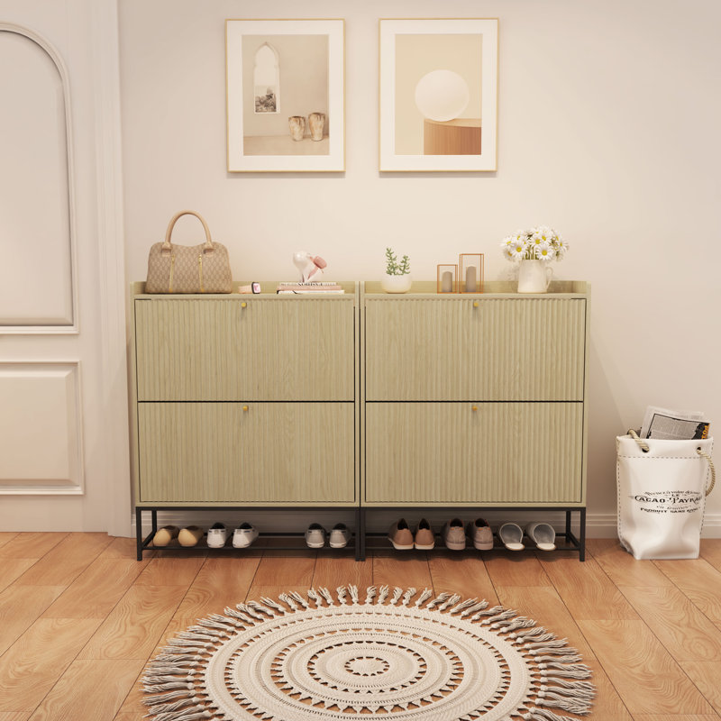 20 Pair Shoe Storage Cabinet (Set Of 2), Natural