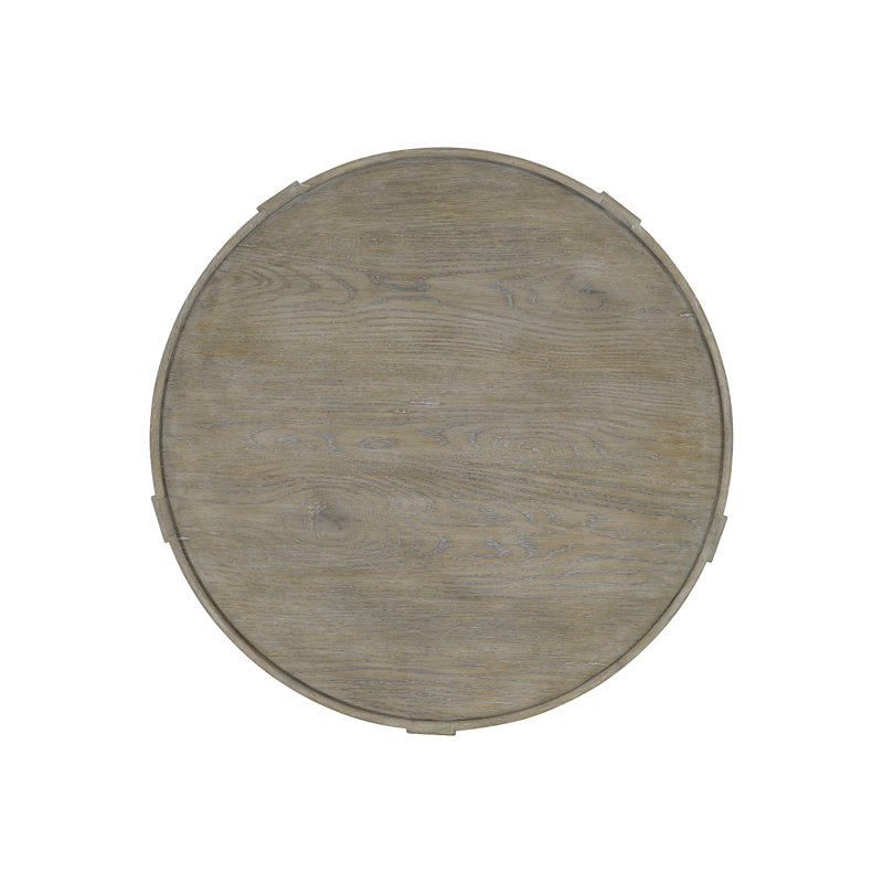 Gray Round Wood and Metal Transitional End Table