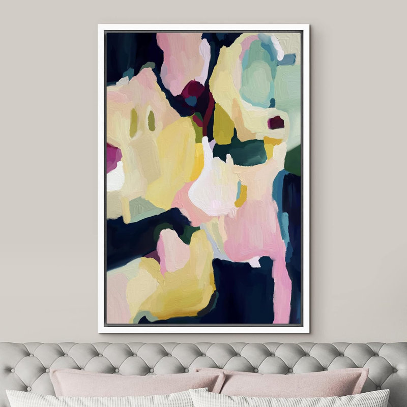 «Abstract Colorful Strokes Retro Stroke Landscape», reproduction d'art sur toile, H 36 po x l 24 po x P 1,5 po, Blanc
