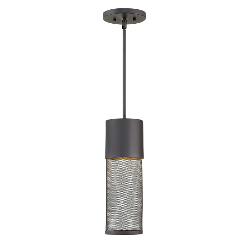 Luminaire suspendu d'extérieur noir à 1 lumière H 15,8 po Derek, Noir, Incandescent