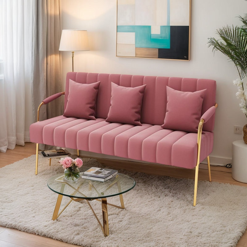 Chic 47" Loveseat for Small Spaces, Curated 2-Seater Settee with 2 Accent Pillows, Perfect for Modern Apartments and Cozy Living Rooms