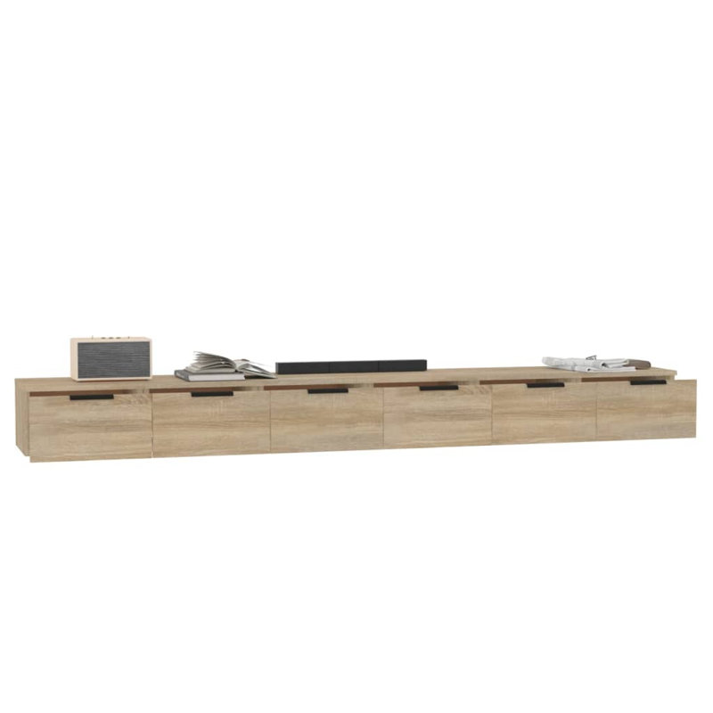 6 Piece Floating Shelf, Sonoma Oak