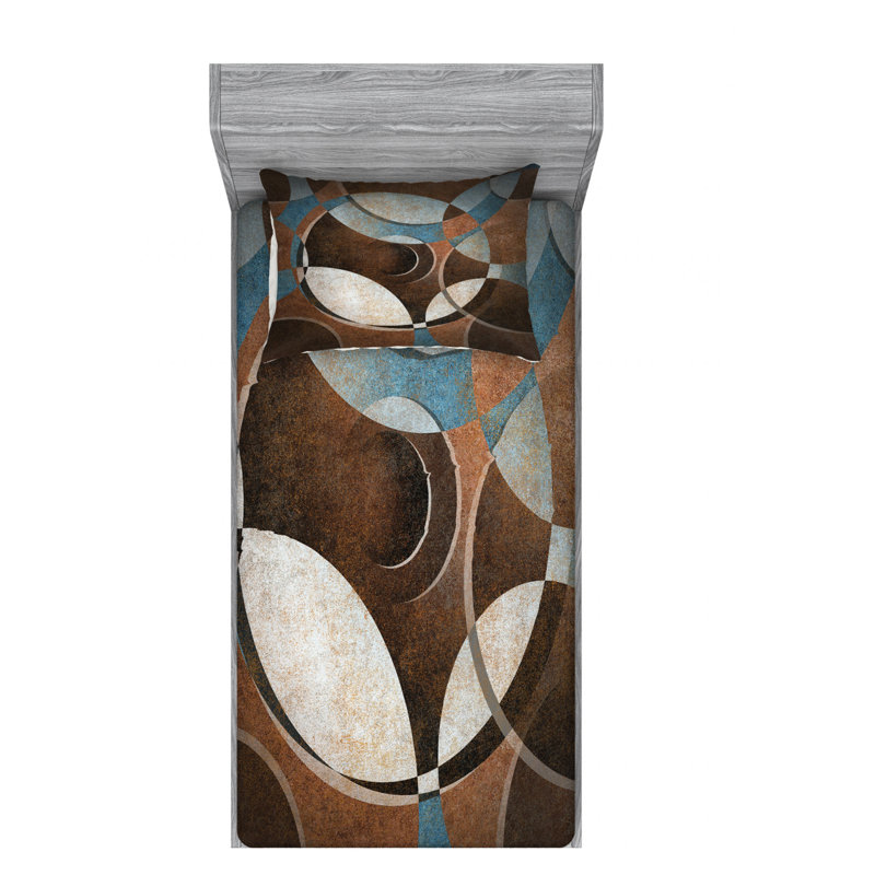 Microfiber Geometric Sheet Set, Twin Sheet Set with Fitted Sheet