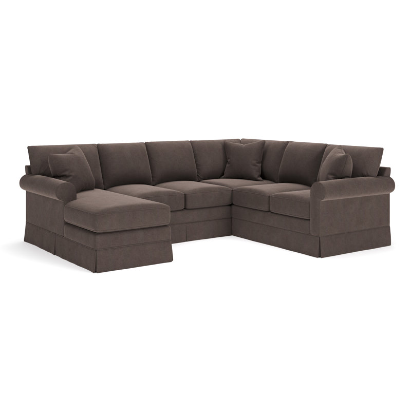Friedman Upholstered Chaise U-Sectional, Left Hand Facing, Bella Ash Performance Velvet