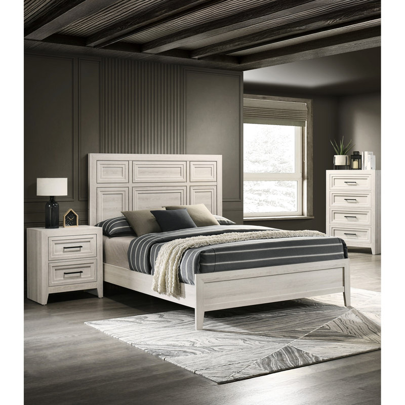 Lit très grand contemporain avec panneau, blanc antique pour la chambre à coucher en blanc, style transformation