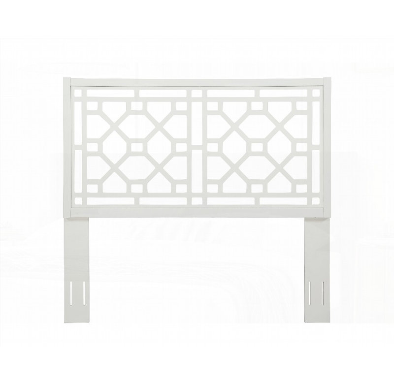 Tête de lit Queen / King Tabor Chippendale blanche - aucun sommier nécessaire, bois de peuplier durable, Grand lit