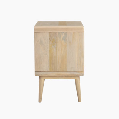 Deeali Rectangle Mango Wooden Bedside Table With Two Storage Drawers - Modern Vintage Style 