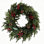 24" Real Touch Artificial Farmhouse Evergreen Pine Red Berries Cedar Winter Christmas Wreath for Front Door Holiday Decor