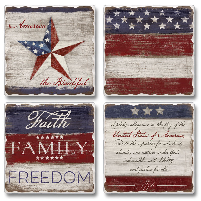 Stoneware Square 4 Piece Coaster Set
