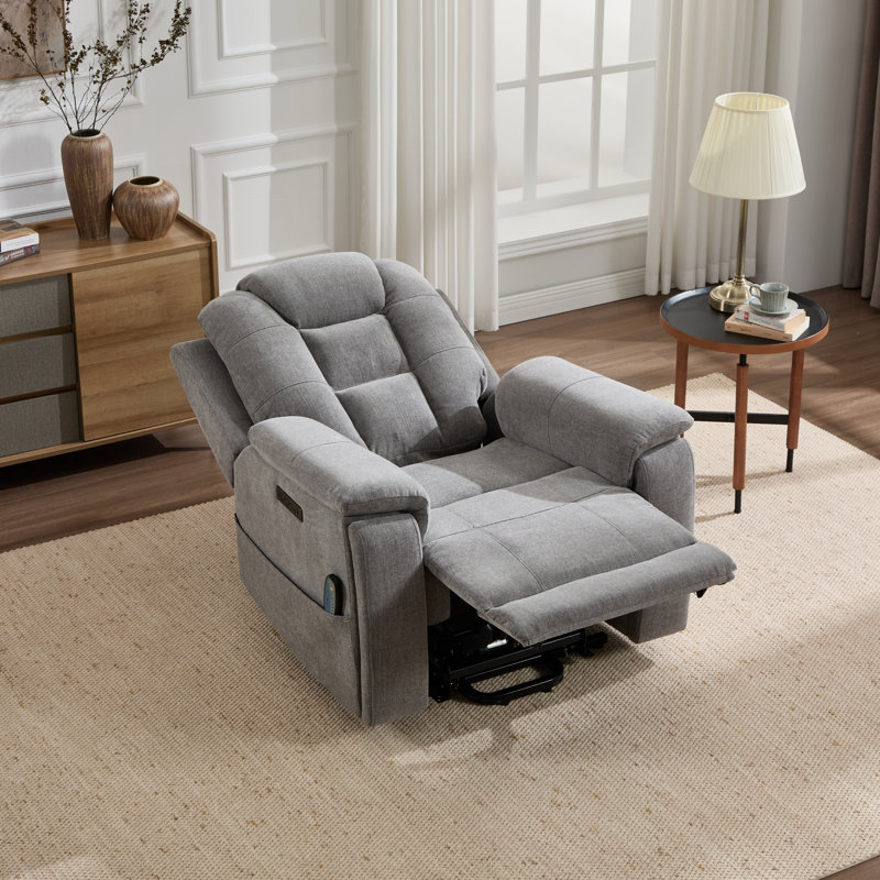 38.98" Wide Chenille Power Lift Assist Recliner With 8-Point Massage & Lumbar Heat USB/Type-C Ports & And Dual Hidden Cup Holders(Set Of 2)