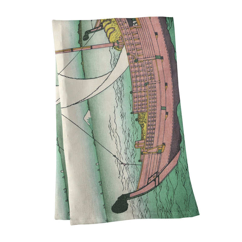 Hague Tea Towel Kitchen Towel, Green/Peach, Cotton Twill