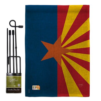 Arizona State Americana States Impressions 2-Sided Burlap 19 x 13 in. Flag Set -  Breeze Decor, BD-SS-GS-108239-IP-DB-D-US14-BD