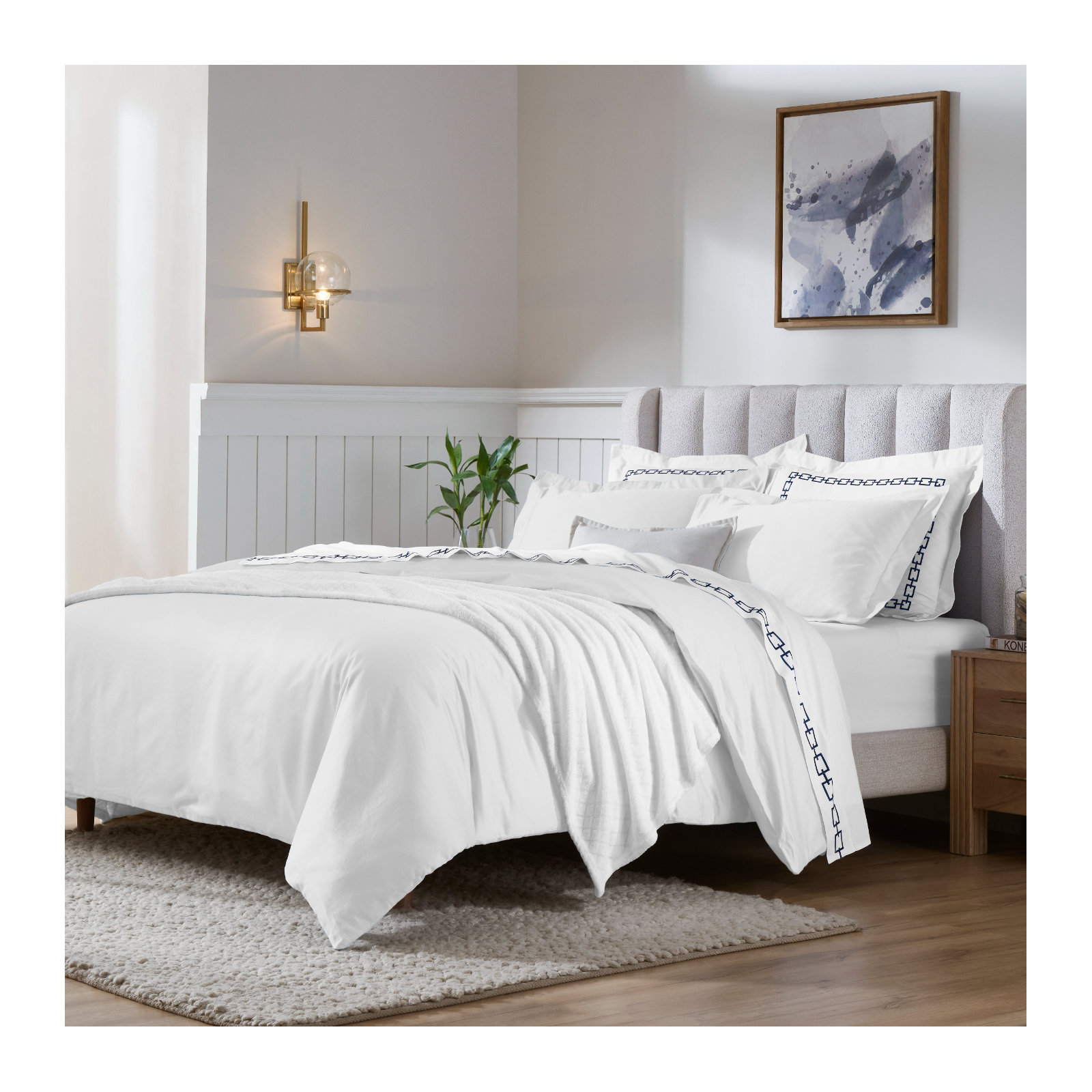 Duvet Cover Set, White, King/California King Duvet Cover + 2 King Shams