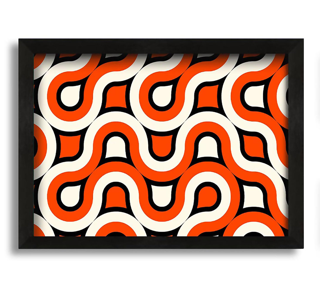 Gerahmtes Leinwandbild Graphical Maze Orange