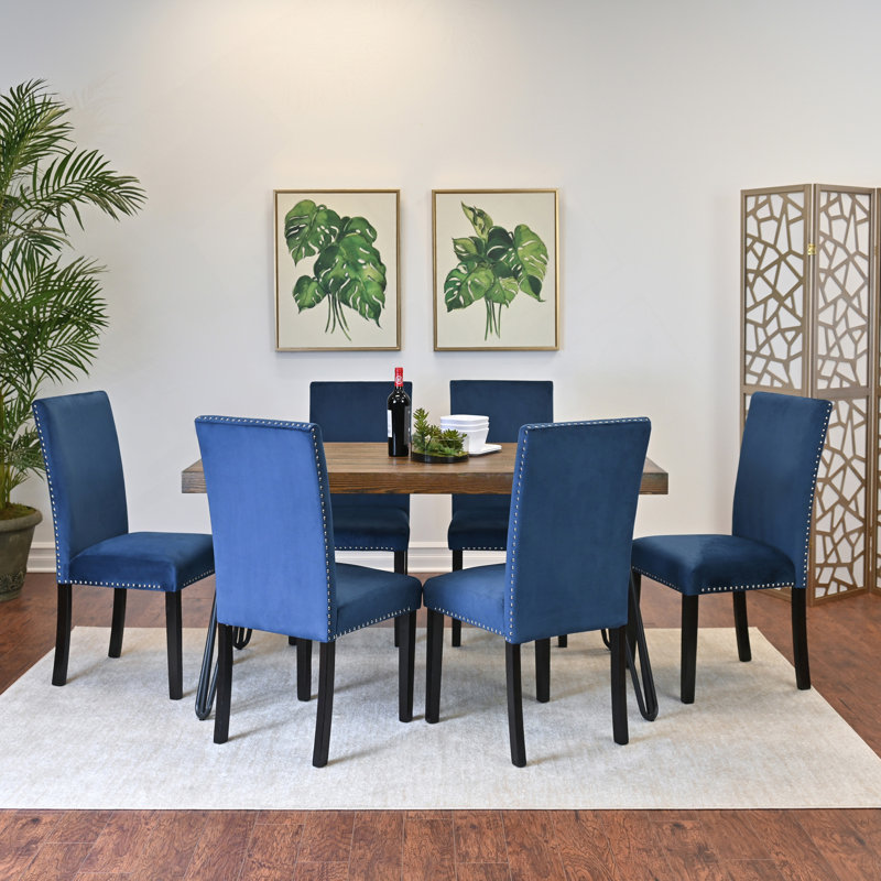 Ensemble de salle à manger 7 pièces Ashpin, table de salle à manger en épingle à cheveux avec 6 chaises, 3 options de couleurs