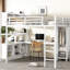 Lit mezzanine en métal pour les adultes adultes, grand, avec garde-robe, bureau, blanc, peu encombrant, grand lit blanc facile à installer, garde-robe-141314268