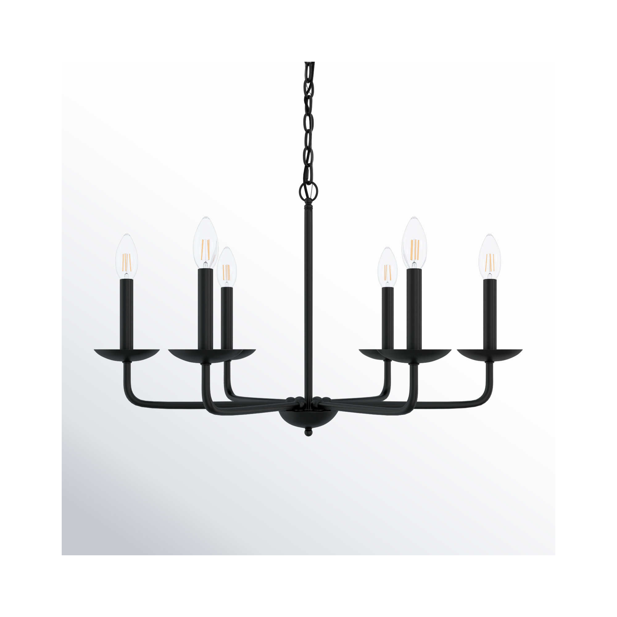 Baltray 6 - Light Steel Dimmable Chandelier, Black, 18.5" H x 30" W x 30" D