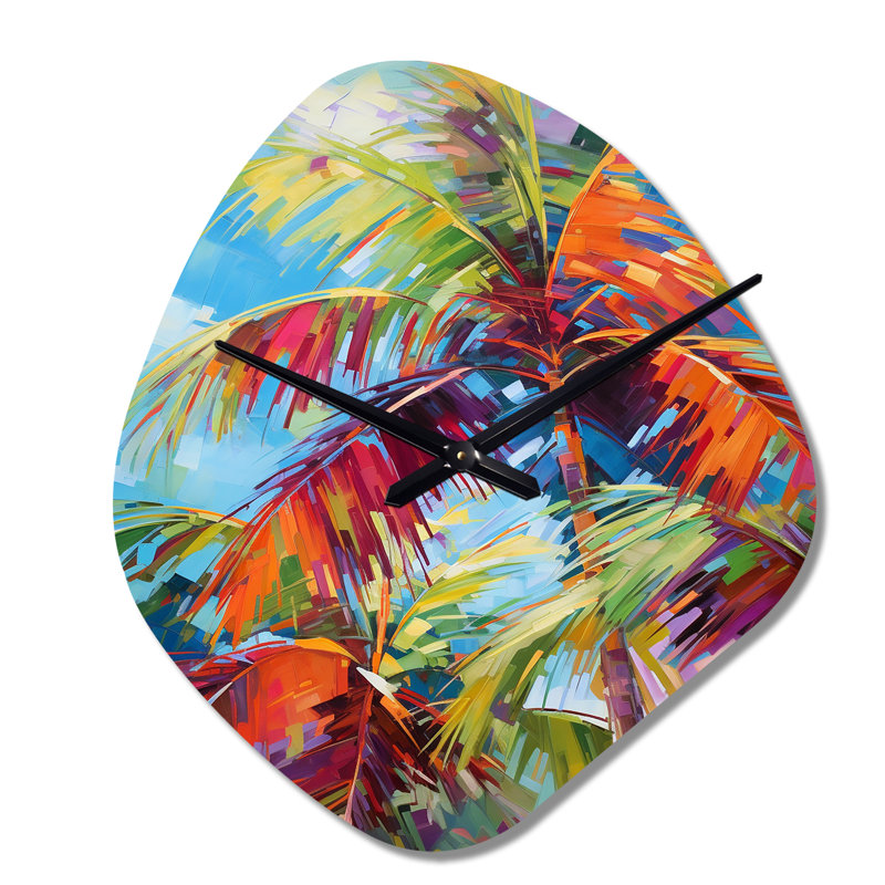 Horloge murale Popart Palm Trees II, Petit