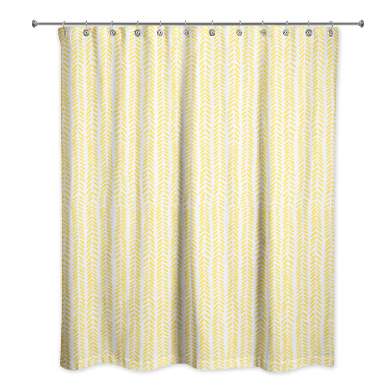  Rideau de douche géométrique simple, Blanc / jaune