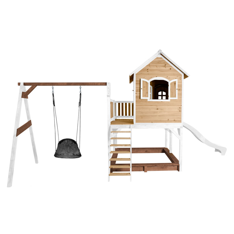 Liam AXI Hemlock Swing Set with 1 Swing(s) , 1 Slide(s), White, Brown/White