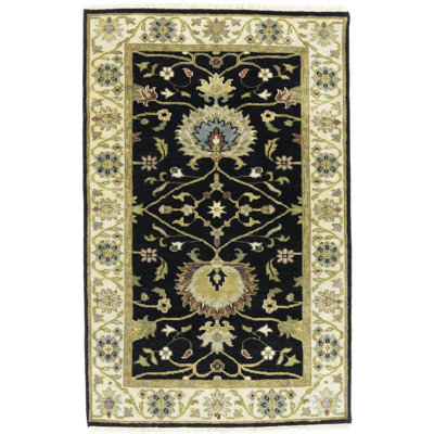 Black Floral 3x5 Peshawar Oriental Rug