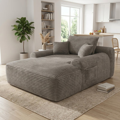 Chaise longue convertible sans os de 65 po avec coussins décoratifs sans assemblage