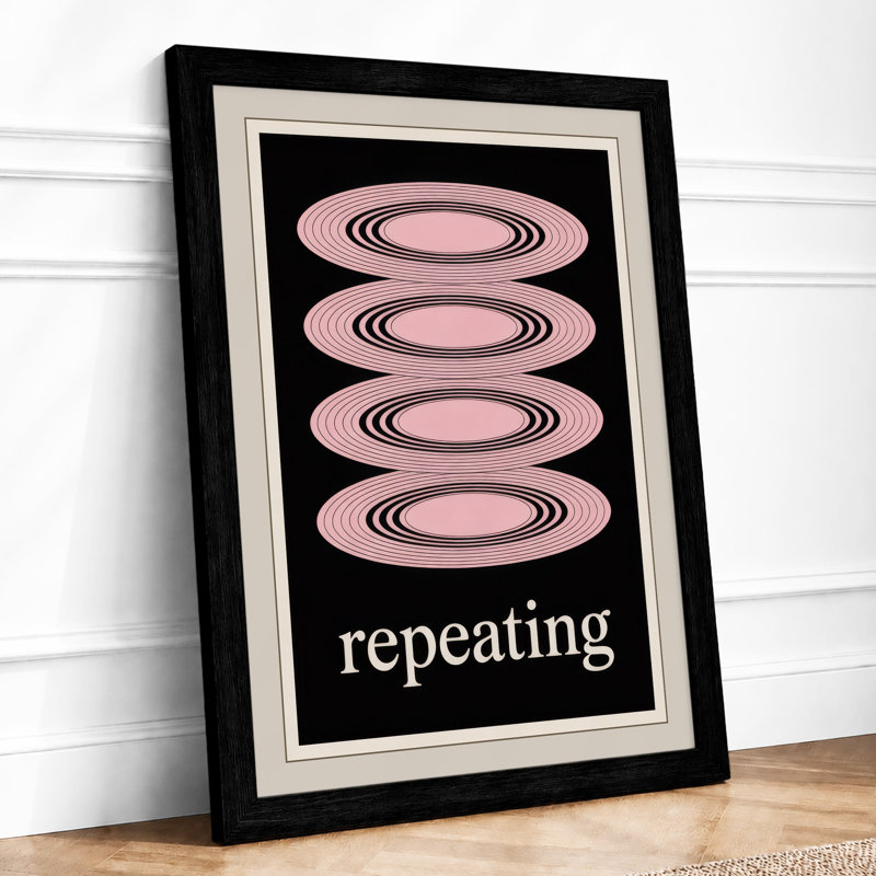 Repeating Ripples Geometric - Print, Black, A3 - 42.0 x 29.7 cm
