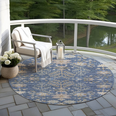 Machine Washable Indoor/Outdoor Cicel ACN1156 Blue Rug