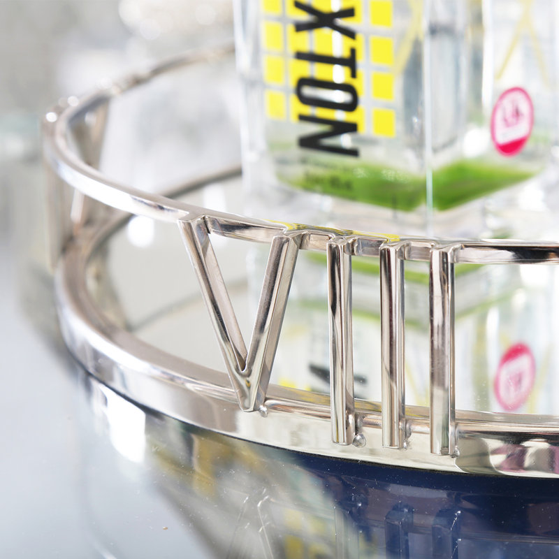 Clarence Metal Tray for Living Room & Dining Tabletop, Mirrored Tray for Decor, 6cm H x 35cm W x 35cm D