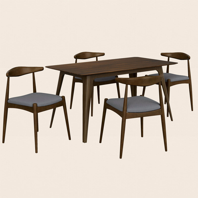 Ensemble de salle à manger extensible 5 pièces Kinston, Gris anthracite