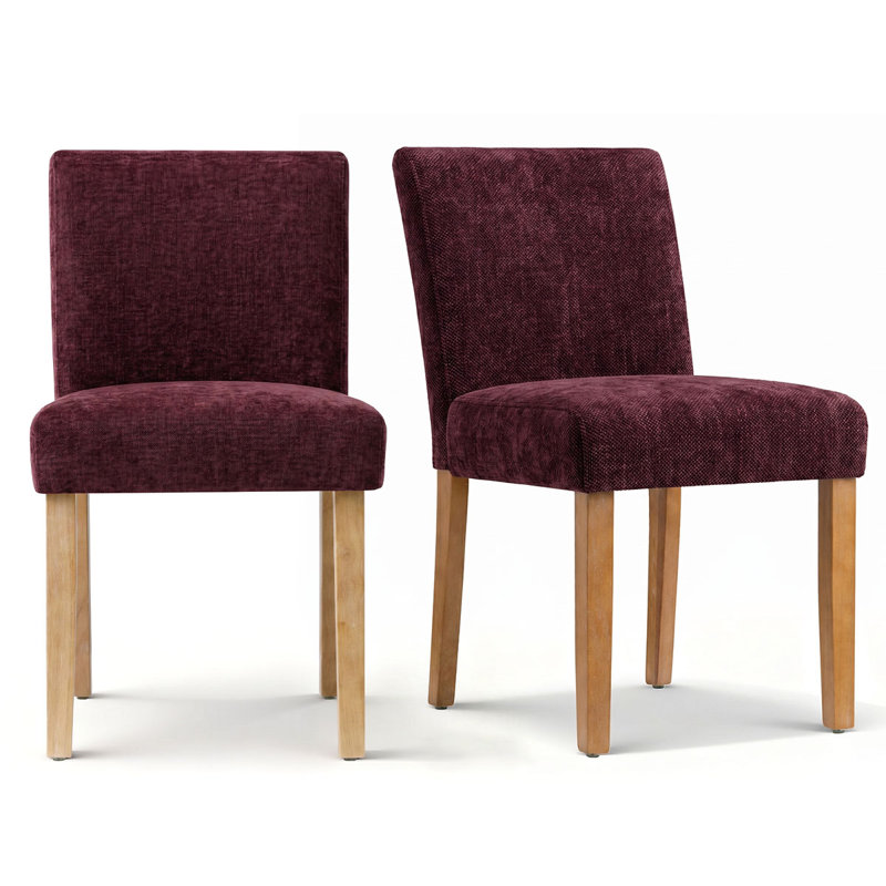 Alesana 18.5" W Linen Blend Upholstered Solid Wood Dining Chairs , Wine